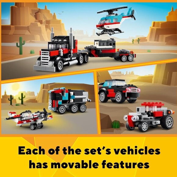 LEGO Creator 3 in 1 Flatbed Truck with Helicopter Toy to Propeller Plane or SVU - Picture 2 of 3